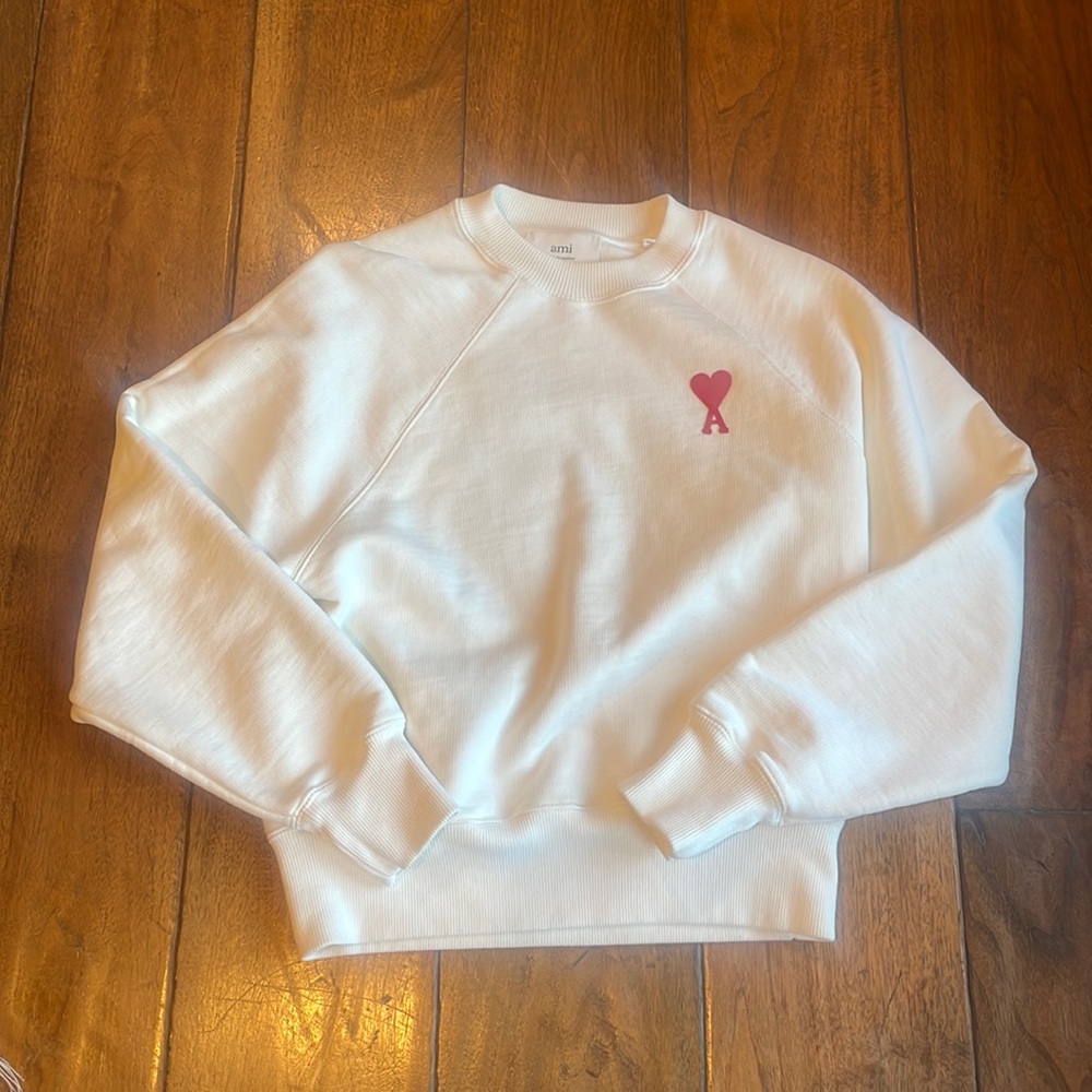 Ami limited edition white sweatshirt. Worn once. Authentic Reposh.